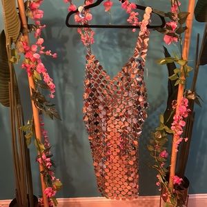 women Sexy Mirror Sequins Harness Dress